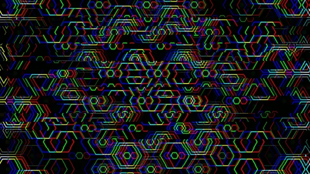 Neon hexagon tech motion background 4K ultra HD widescreen