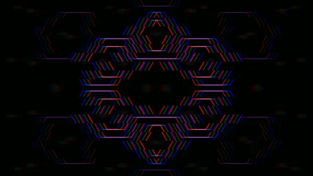 Neon hexagon tunnel 4K UHD motion background for broadcast