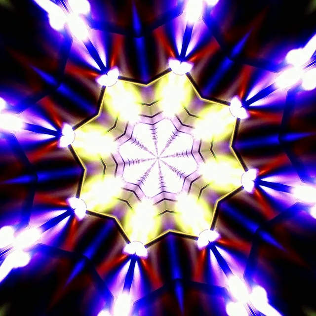 Neon Kaleidoscope Light Burst | Square 60fps VJ Screensaver