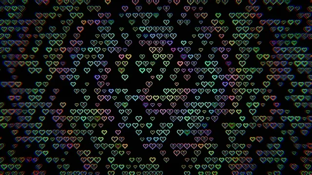 Neon Rainbow Hearts Falling Animation 4K