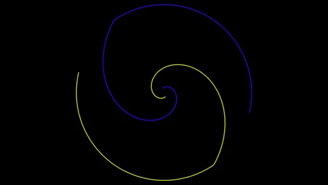 Neon Spiral Animation - Blue and Yellow Glowing Curves