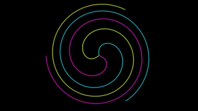 Neon Spiral Animation on Black Background