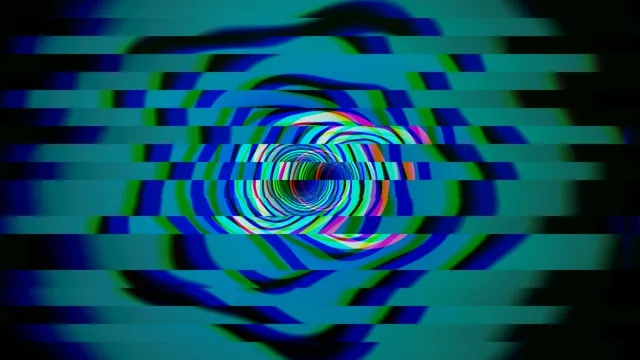 Neon Spiral Tunnel with Glitch Effect 4K