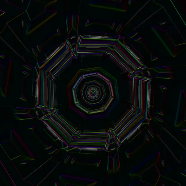 neon tunnel 1:1 square 60fps screensaver motion background geometric star burst