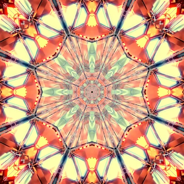 neon tunnel 1:1 square 60fps screensaver vj animation radiating red gold star burst