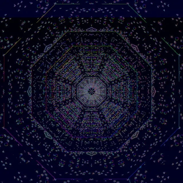 neon tunnel 1:1 square 60fps screensaver vj loop rainbow mandala burst