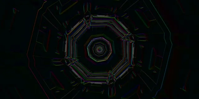 neon tunnel 2:1 univisium 60fps screensaver vj animation symmetrical corridor