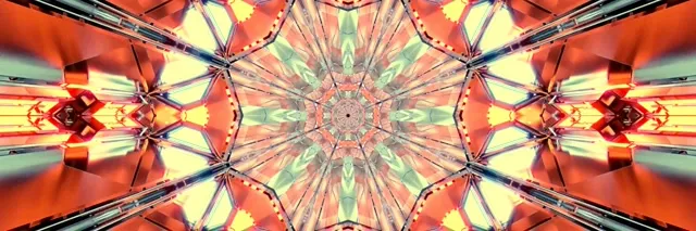 neon tunnel 3:1 triple wide 60fps screensaver vj animation cyan green starburst rays