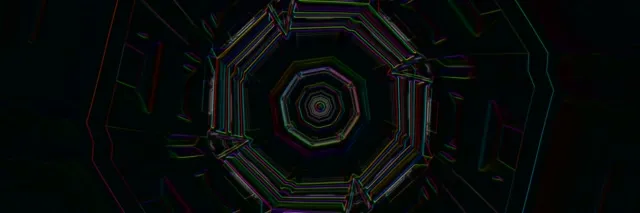 neon tunnel 3:1 triple wide 60fps screensaver vj loop hexagonal symmetry