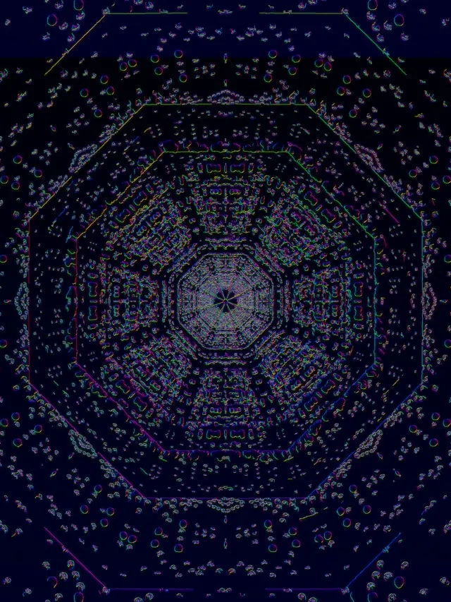 neon tunnel 3:4 ipad portrait 60fps screensaver vj loop blue fractal star