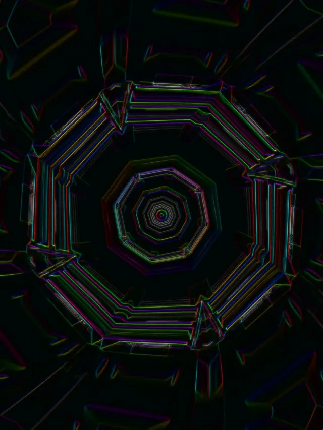 neon tunnel 3:4 ipad portrait 60fps screensaver vj loop pulsating geometric spiral