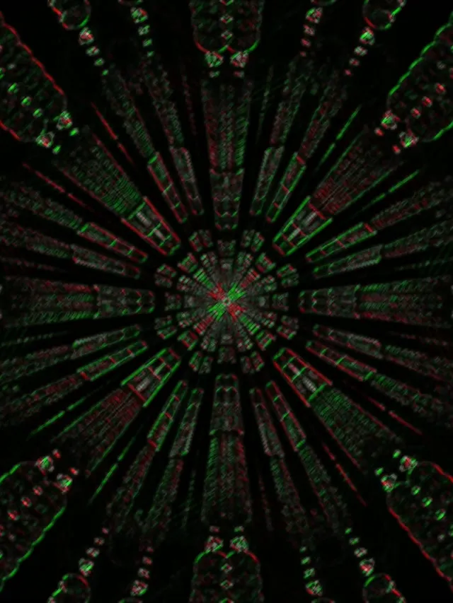 neon tunnel 3:4 ipad portrait 60fps screensaver vj loop red green pulsating geometric