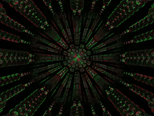 neon tunnel 4:3 classic 60fps screensaver vj animation green red mirrored kaleidoscope