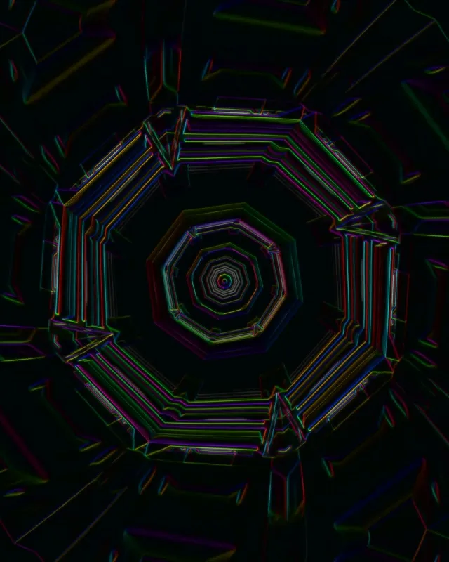 neon tunnel 4:5 instagram 60fps screensaver vj animation pulsating geometric core