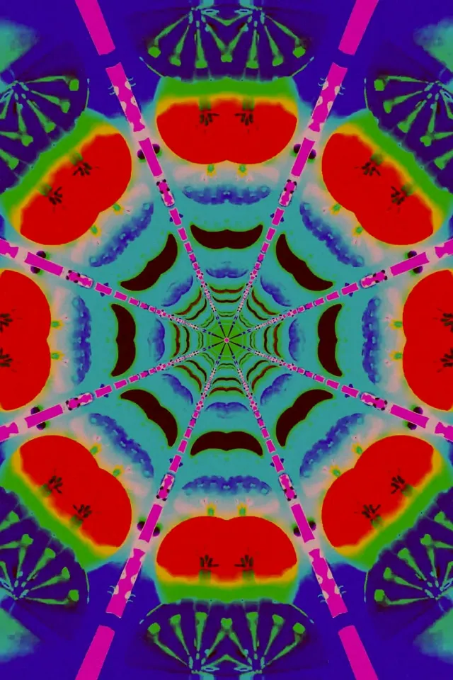 neon tunnel 2:3 photo portrait 60fps screensaver kaleidoscope star burst vj animation