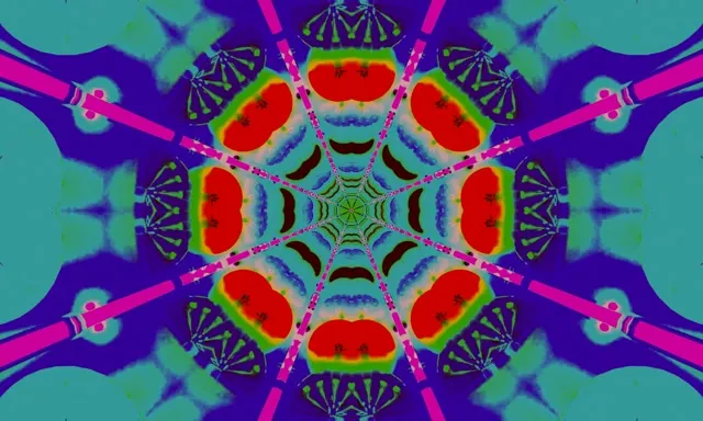 neon tunnel 5:3 wide 60fps screensaver hexagonal mandala vj animation background