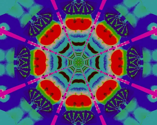 neon tunnel 5:4 industrial 60fps screensaver magenta cyan symmetrical vortex loop