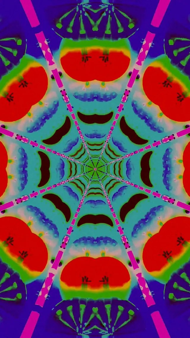 neon tunnel 9:16 reels 60fps screensaver pulsating kaleidoscope motion background