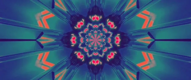 neon tunnel 2.39:1 cinemascope 60fps screensaver vj loop cyan red crystalline