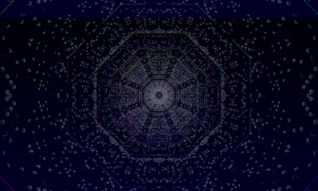 neon tunnel 5:3 wide 60fps screensaver motion background cyan kaleidoscope