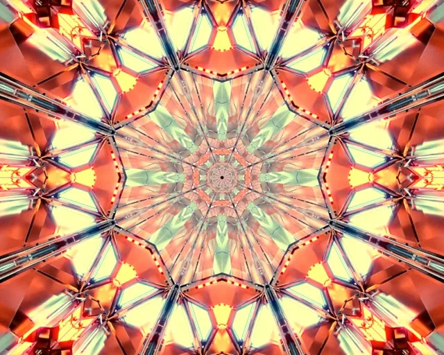 neon tunnel 5:4 industrial 60fps screensaver motion background purple octagon mandala