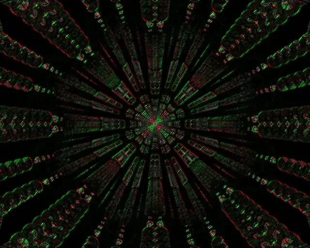 neon tunnel 5:4 industrial 60fps screensaver vj animation red mirrored kaleidoscope bloom