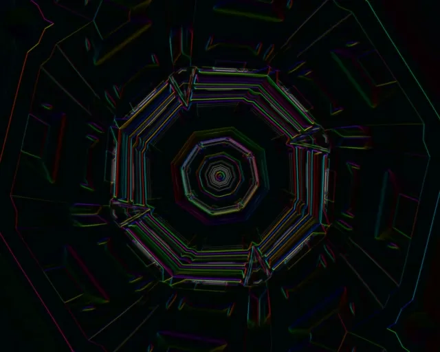neon tunnel 5:4 industrial 60fps screensaver vj animation symmetrical polygon vortex