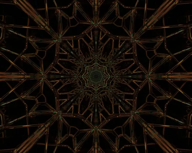 Tunel Neon 5:4 Industrial Cupru Verde Fractal 60fps Screensaver VJ Loop