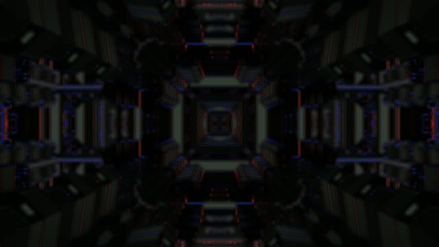 Neon Tunnel 60fps - Blue Red Geometric Corridor with Symmetrical Light Patterns