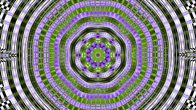 Neon Tunnel 60fps - Concentric Circles with Purple, Green & White Geometric...