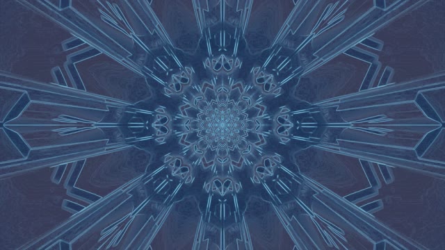 Neon tunnel 60fps crystalline geometric kaleidoscope with symmetrical light...