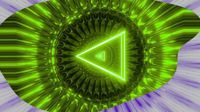 Neon Tunnel 60fps Green Triangle Geometric Vortex with Purple Glow