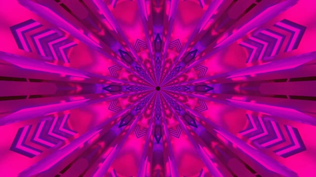 नियॉन टनल 60fps मैजेंटा कैलिडोस्कोप ज्योमेट्रिक सिमेट्री के साथ
