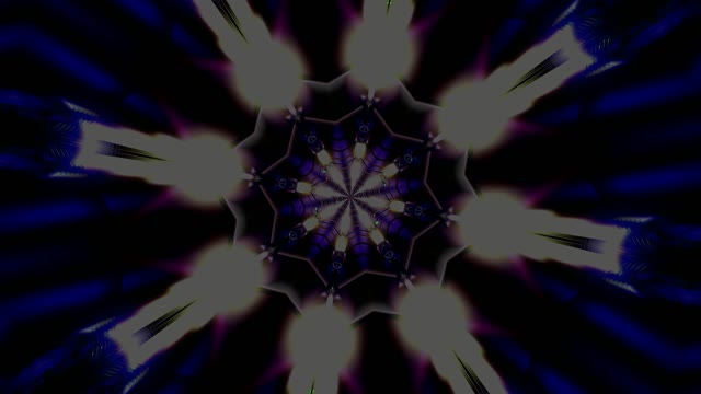 Neon Tunnel 60fps Radial Kaleidoscope with Pulsing Blue Purple Geometric...
