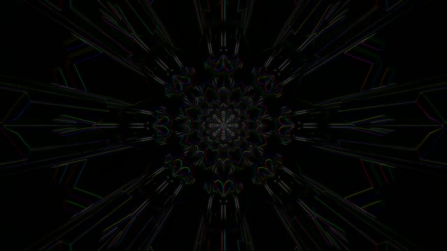 Neon Tunnel 60fps Radial Symmetry Dark Tech Digital Motion Graphics