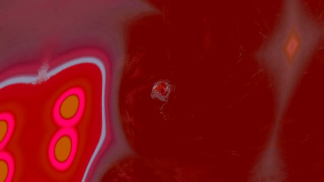 اشکال هندسی نئون قرمز و صورتی با روشنایی دایره ای درخشان ایجاد حلقه تونل VJ 60fps در 4K