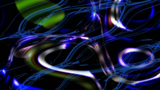 Neon Tunnel 60fps with Blue Light Streams and Glowing Curves in Dark...