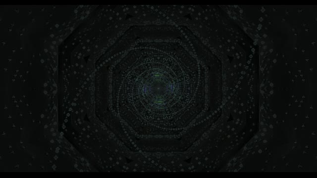 Neon tunnel 60fps with concentric hexagonal rings and glowing geometric vortex