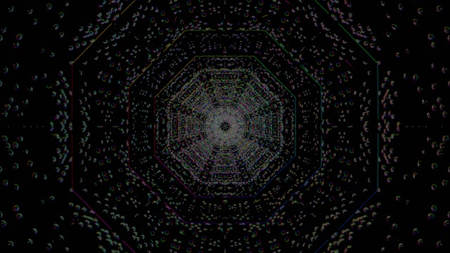 Neon Tunnel 60fps with Geometric Hexagon Grid and Glowing Digital Vortex