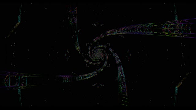 Neon Tunnel 60fps with Glowing Spiral Geometry and Cyan-Pink Abstract Shapes