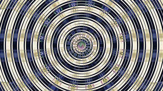 Neon tunnel 60fps with hypnotic concentric circles and dark blue geometric...
