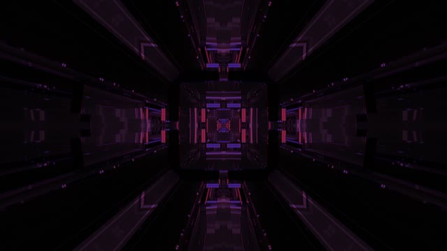 Neon Tunnel 60fps with Purple Pink Geometric Symmetry and Glowing Patterns