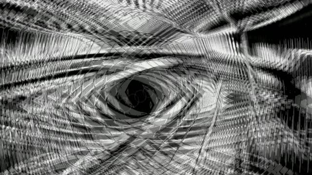 Neon tunnel 60fps with swirling black vortex and geometric wire patterns