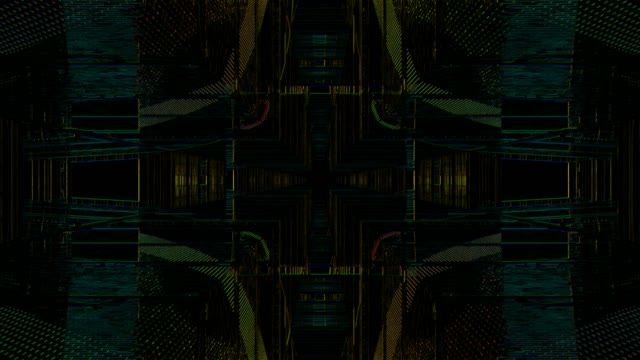 Neon alagút 60fps szimmetrikus cián és arany digitális építészet