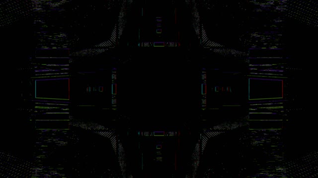 Đường hầm neon 60fps với các mẫu hình học đối xứng cyan và magenta và...