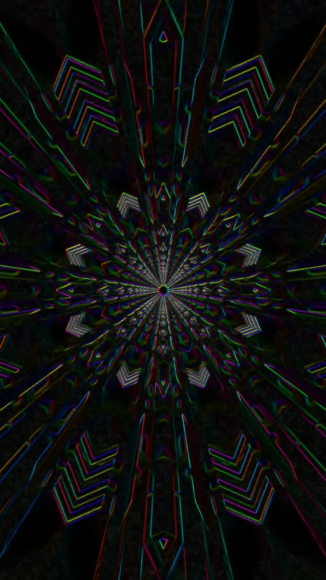 neon tunnel 9:16 reels 60fps screensaver vj animation symmetrical kaleidoscope