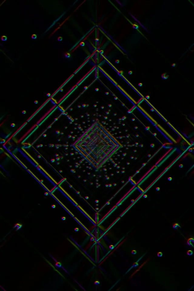 Neon Tunnel Spiraling Diamond Vortex 2:3 Portrait 60fps VJ Loop Screensaver