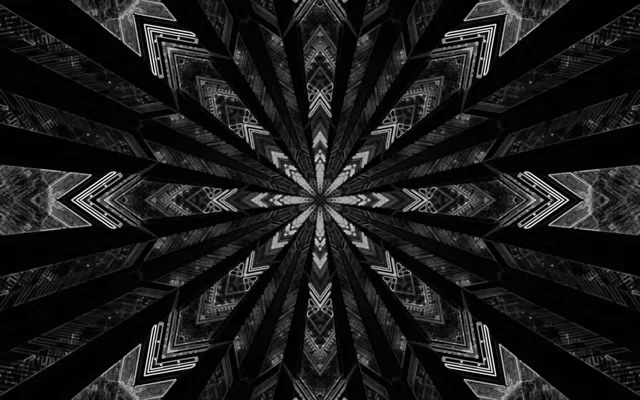 Neon Alagút Fekete Kaleidoszkóp Képernyővédő 60fps 16:10 MacBook VJ Loop