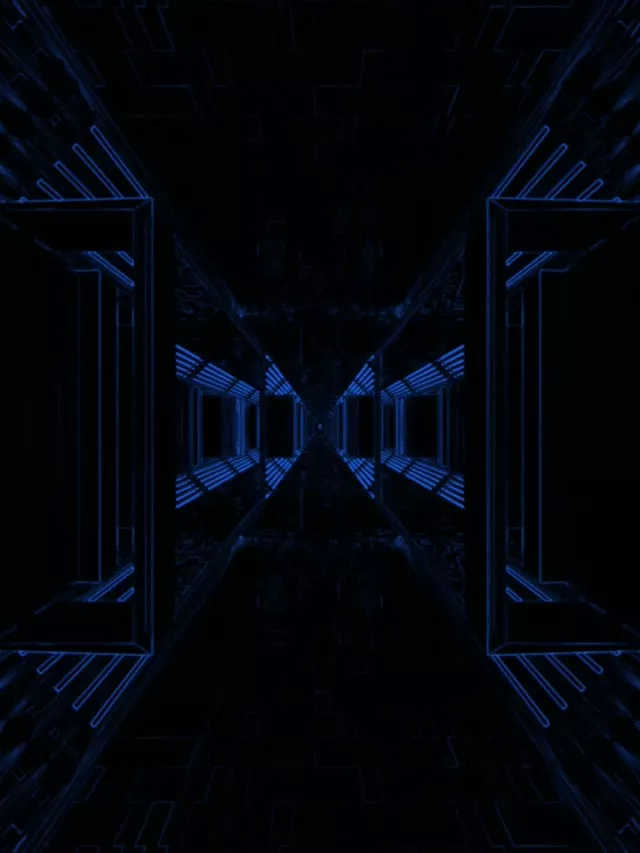 Neon Tunnel Blue Corridor VJ Loop 60fps Screensaver 3:4 iPad Portrait