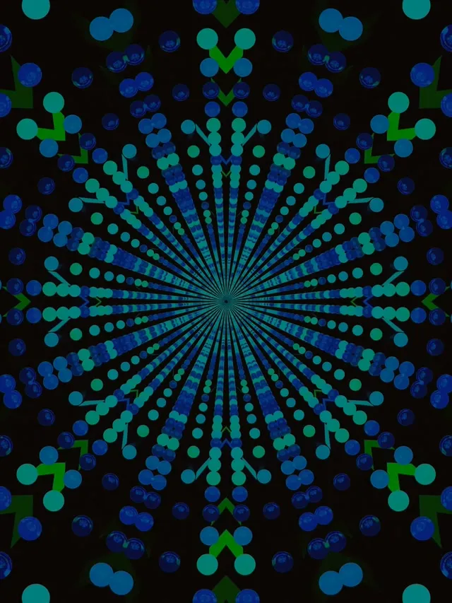 Neon Tunela Teal Puntu Mandala VJ Loop 3:4 iPad Portrait 60fps Pantaila-babesa